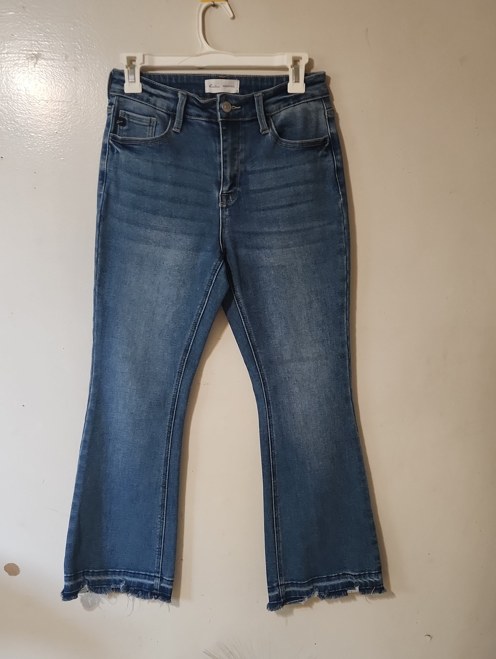 KanCan Brand Medium Blue Flare Jeans with Frayed Hem